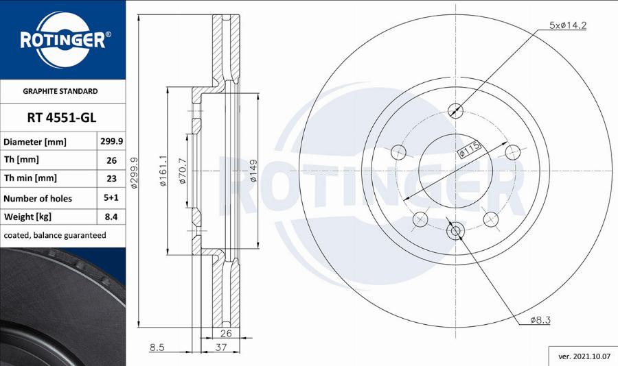 Rotinger RT 4551-GL - Discofreno autozon.pro