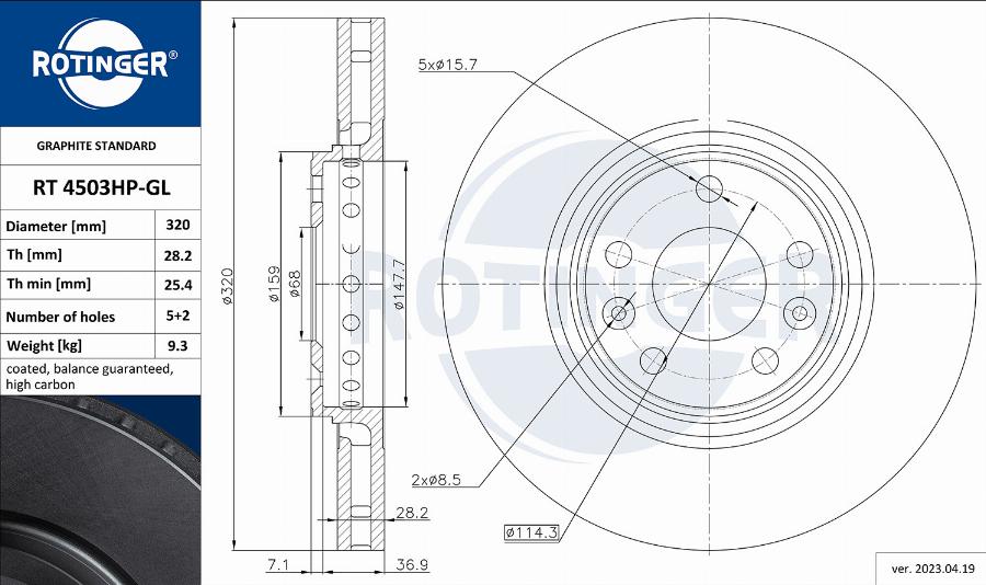 Rotinger RT 4503HP-GL - Discofreno autozon.pro