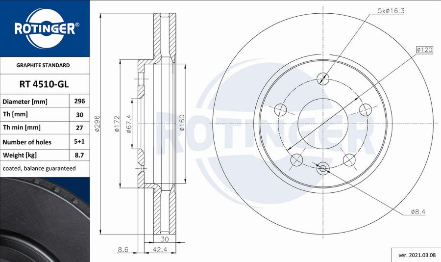 Rotinger RT 4510-GL - Discofreno autozon.pro