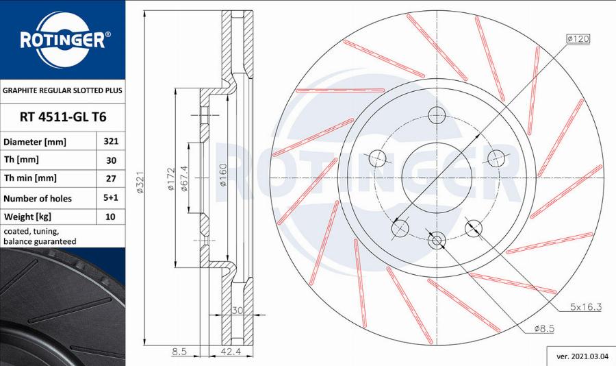 Rotinger RT 4511-GL T6 - Discofreno autozon.pro