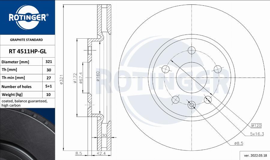 Rotinger RT 4511HP-GL - Discofreno autozon.pro