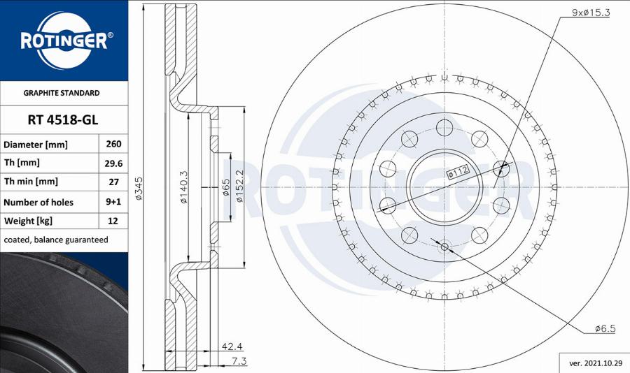 Rotinger RT 4518-GL - Discofreno autozon.pro