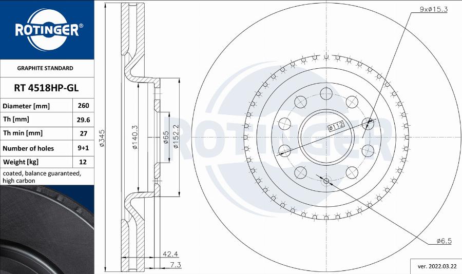 Rotinger RT 4518HP-GL - Discofreno autozon.pro