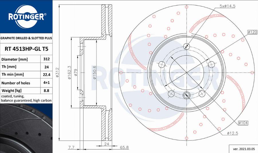 Rotinger RT 4513HP-GL T5 - Discofreno autozon.pro