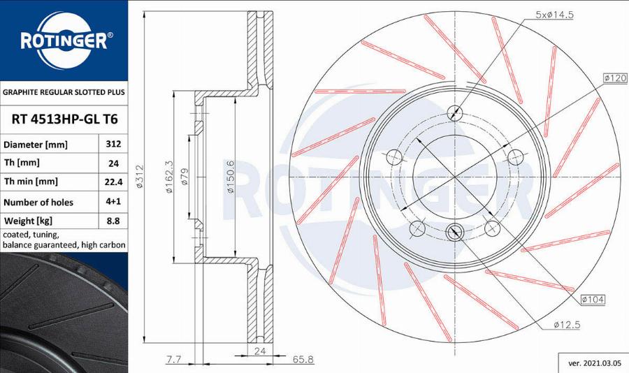 Rotinger RT 4513HP-GL T6 - Discofreno autozon.pro