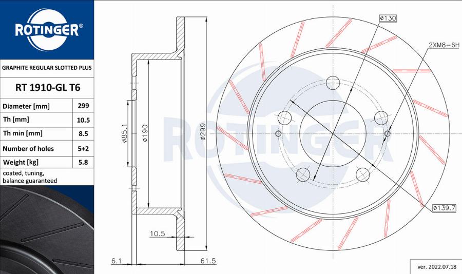 Rotinger RT 1910-GL T6 - Discofreno autozon.pro