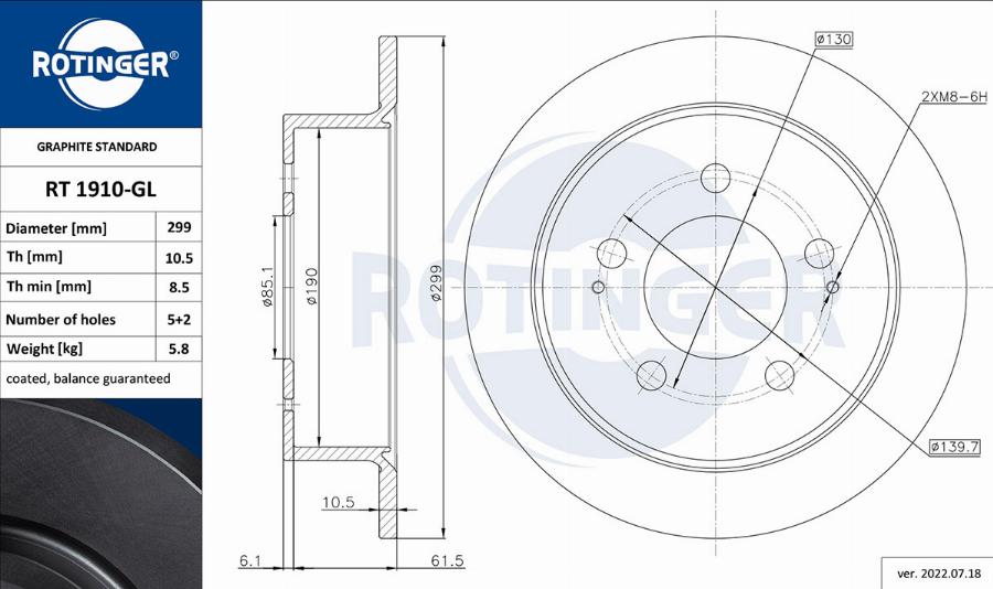 Rotinger RT 1910-GL - Discofreno autozon.pro