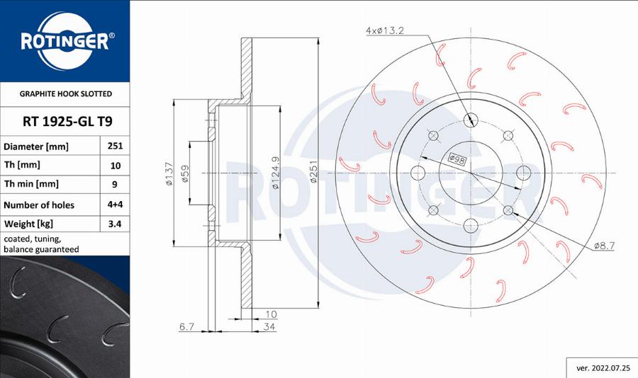 Rotinger RT 1925-GL T9 - Discofreno autozon.pro