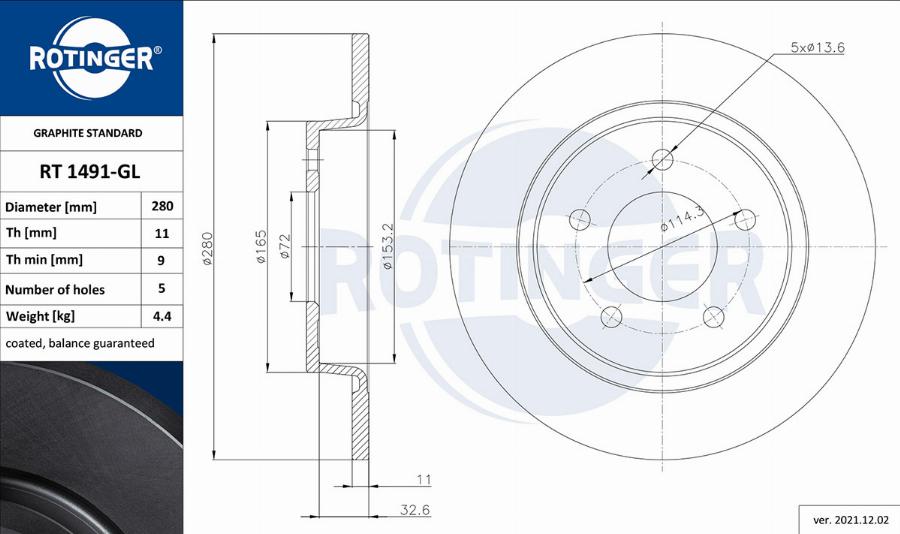 Rotinger RT 1491-GL - Discofreno autozon.pro