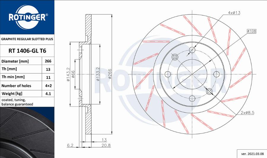 Rotinger RT 1406-GL T6 - Discofreno autozon.pro