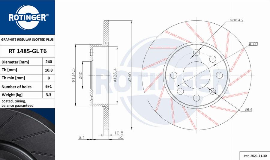 Rotinger RT 1485-GL T6 - Discofreno autozon.pro