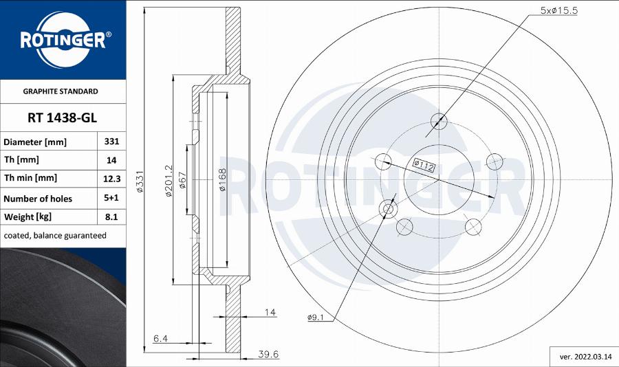 Rotinger RT 1438-GL - Discofreno autozon.pro