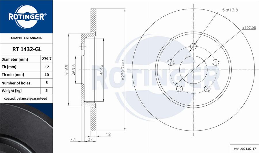 Rotinger RT 1432-GL - Discofreno autozon.pro