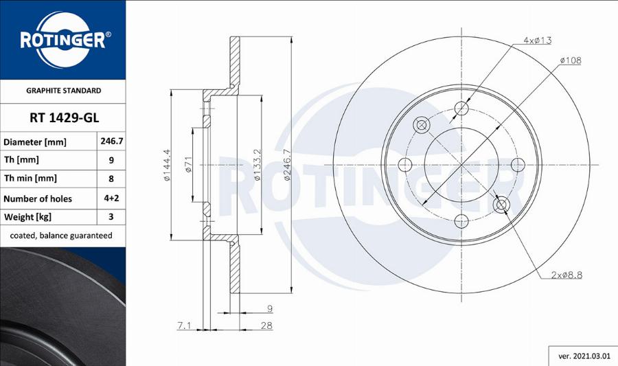 Rotinger RT 1429-GL - Discofreno autozon.pro