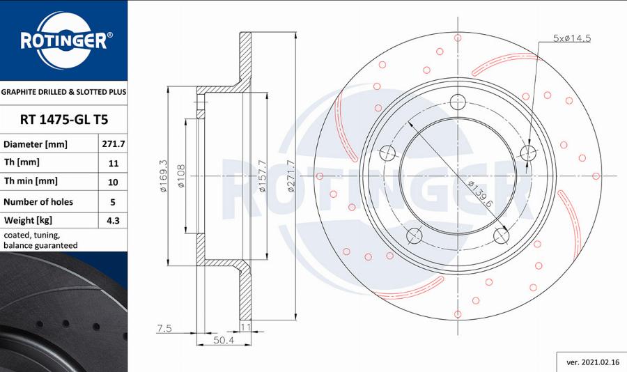 Rotinger RT 1475-GL T5 - Discofreno autozon.pro