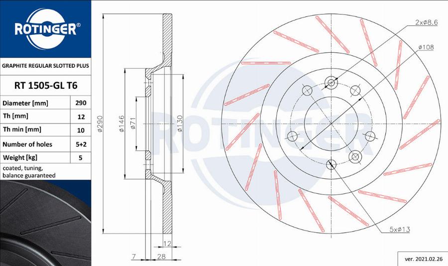 Rotinger RT 1505-GL T6 - Discofreno autozon.pro