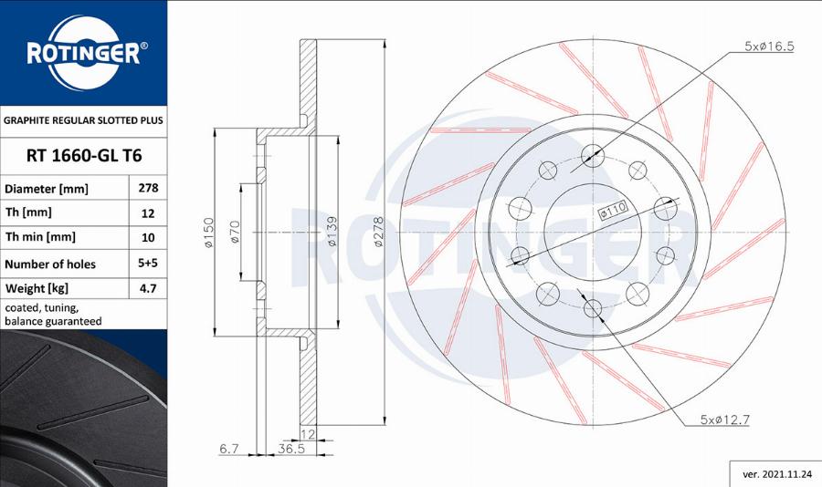 Rotinger RT 1660-GL T6 - Discofreno autozon.pro