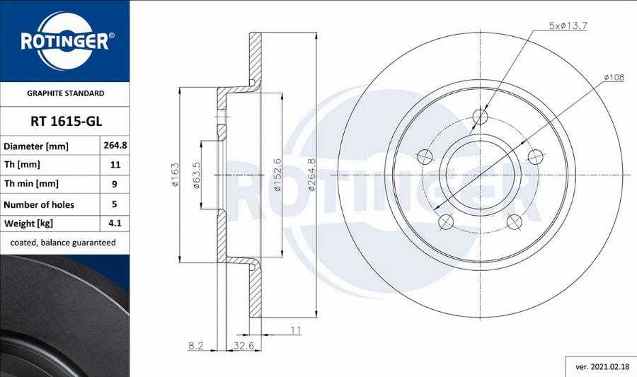 Rotinger RT 1615-GL - Discofreno autozon.pro