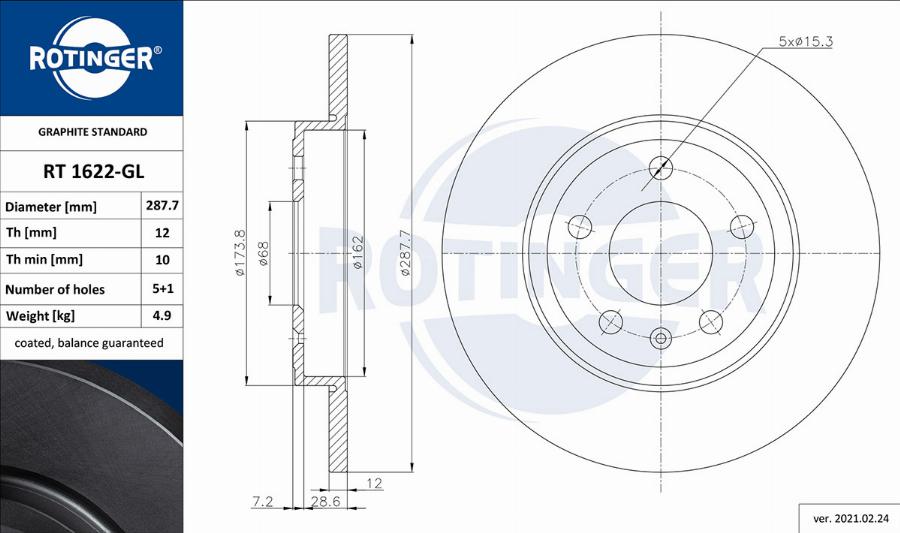 Rotinger RT 1622-GL - Discofreno autozon.pro