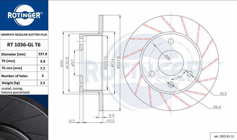 Rotinger RT 1036-GL T6 - Discofreno autozon.pro