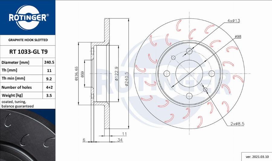 Rotinger RT 1033-GL T9 - Discofreno autozon.pro