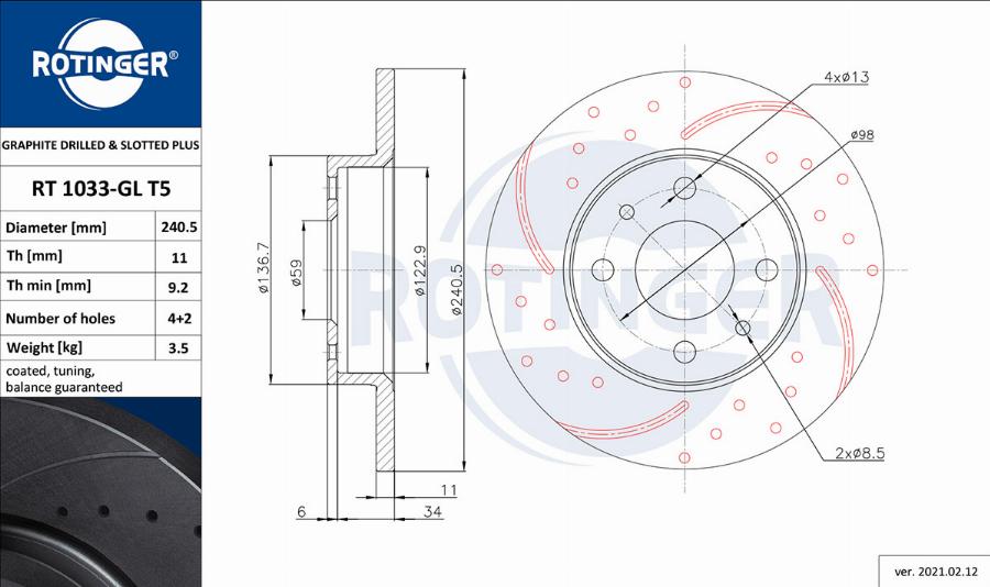 Rotinger RT 1033-GL T5 - Discofreno autozon.pro