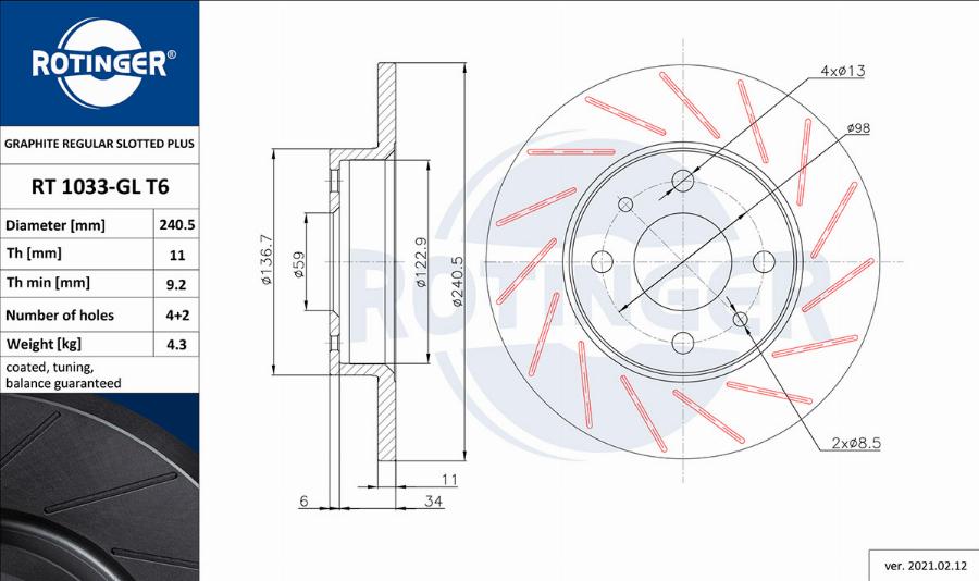 Rotinger RT 1033-GL T6 - Discofreno autozon.pro