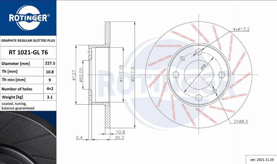 Rotinger RT 1021-GL T6 - Discofreno autozon.pro