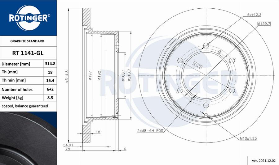 Rotinger RT 1141-GL - Discofreno autozon.pro