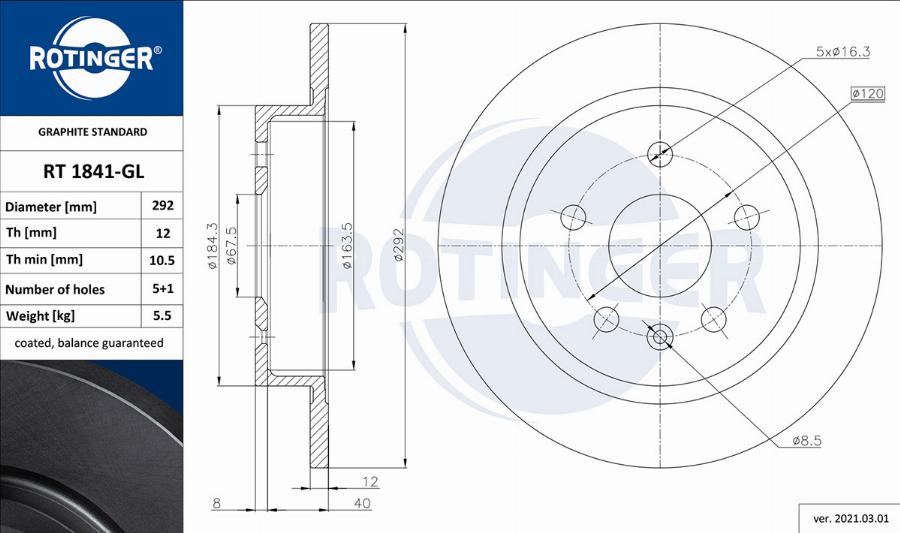 Rotinger RT 1841-GL - Discofreno autozon.pro