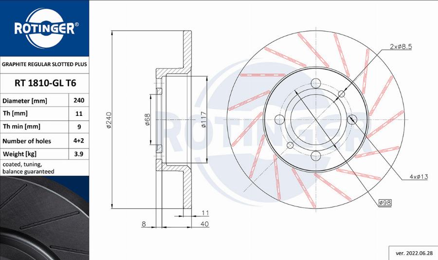 Rotinger RT 1810-GL T6 - Discofreno autozon.pro