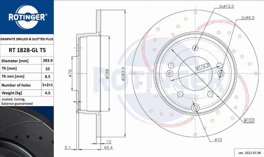 Rotinger RT 1828-GL T5 - Discofreno autozon.pro