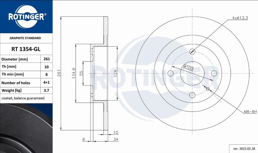 Rotinger RT 1354-GL - Discofreno autozon.pro