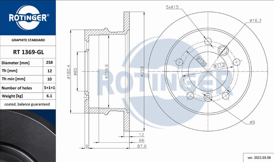 Rotinger RT 1369-GL - Discofreno autozon.pro