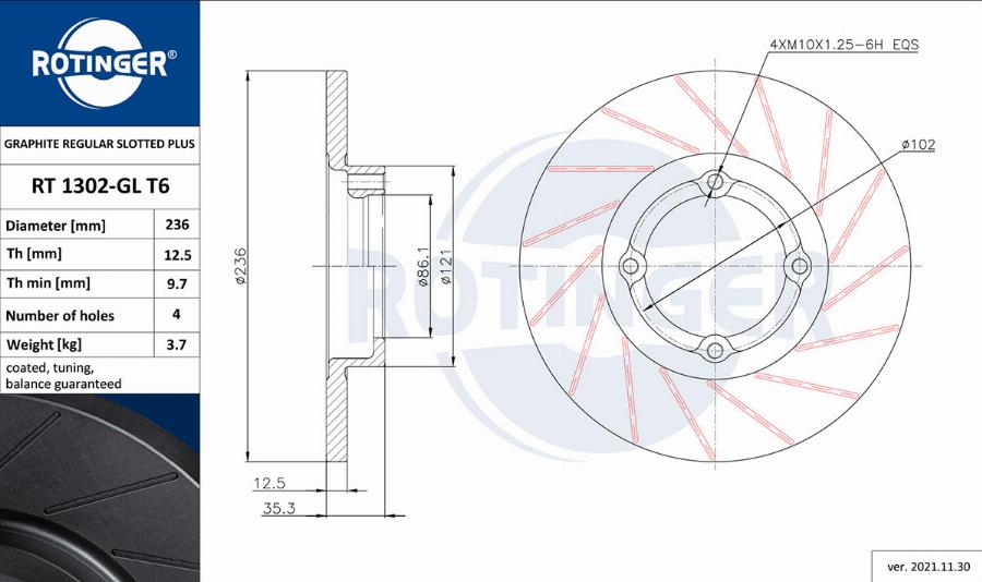 Rotinger RT 1302-GL T6 - Discofreno autozon.pro