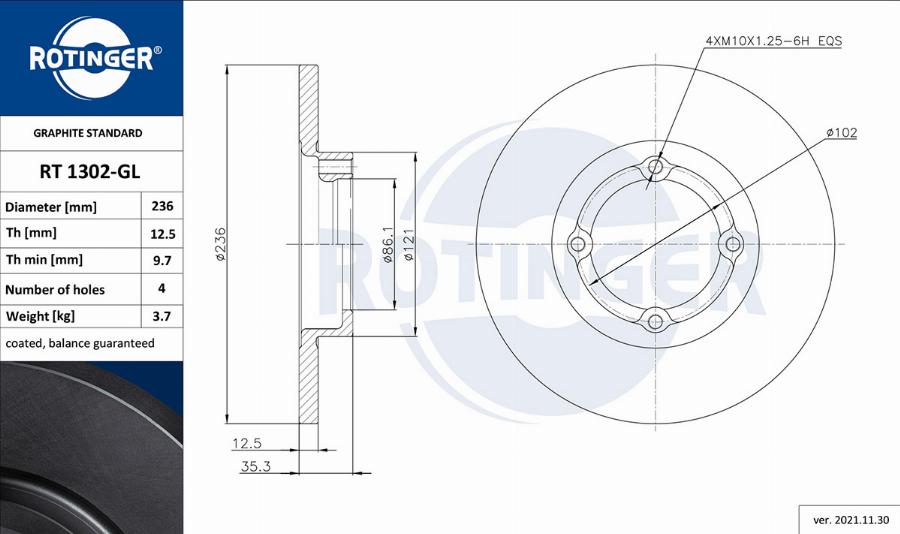 Rotinger RT 1302-GL - Discofreno autozon.pro