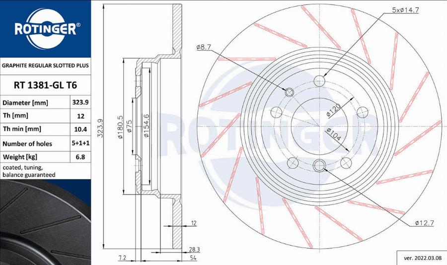 Rotinger RT 1381-GL T6 - Discofreno autozon.pro