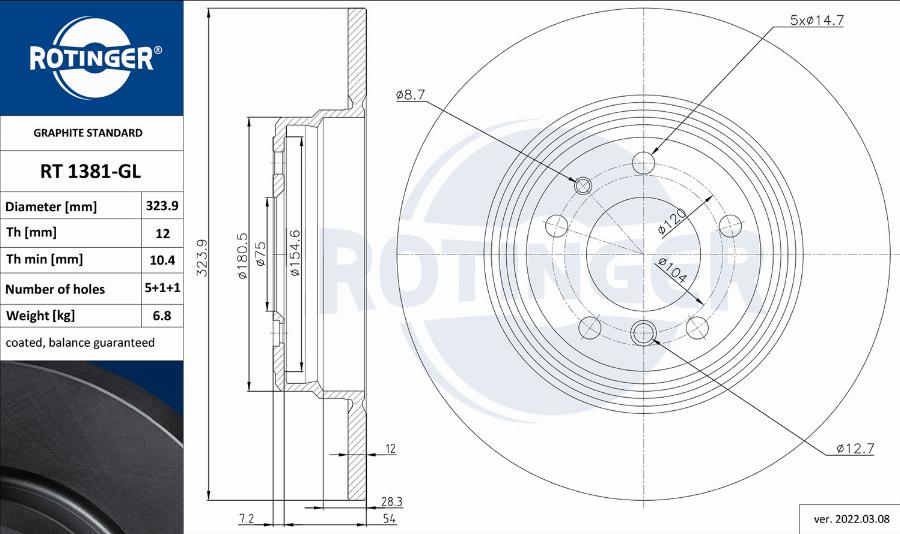 Rotinger RT 1381-GL - Discofreno autozon.pro