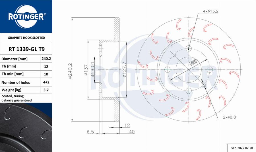 Rotinger RT 1339-GL T9 - Discofreno autozon.pro