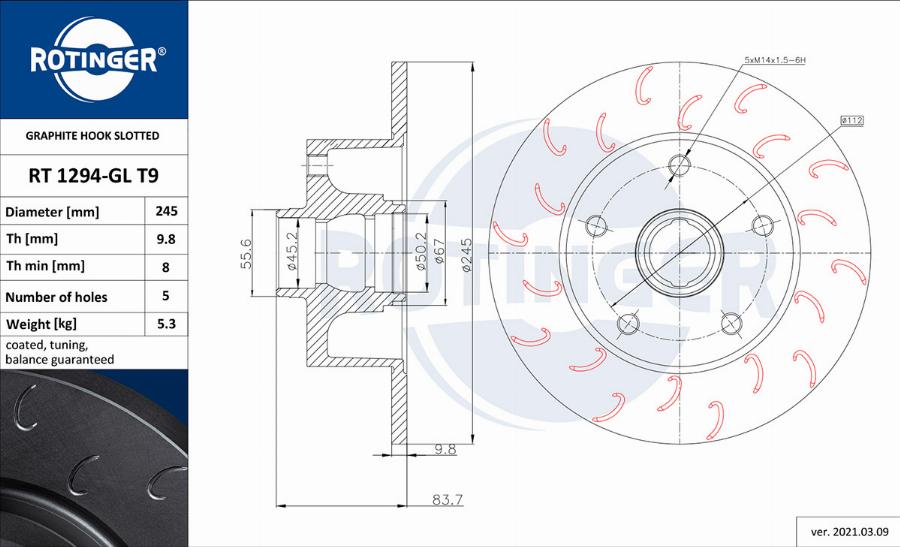 Rotinger RT 1294-GL T9 - Discofreno autozon.pro