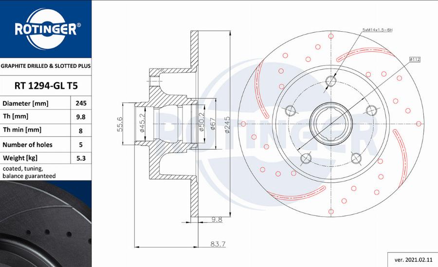 Rotinger RT 1294-GL T5 - Discofreno autozon.pro