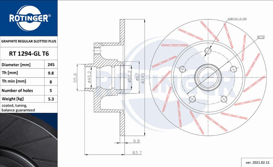 Rotinger RT 1294-GL T6 - Discofreno autozon.pro