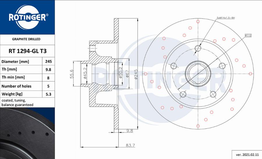 Rotinger RT 1294-GL T3 - Discofreno autozon.pro