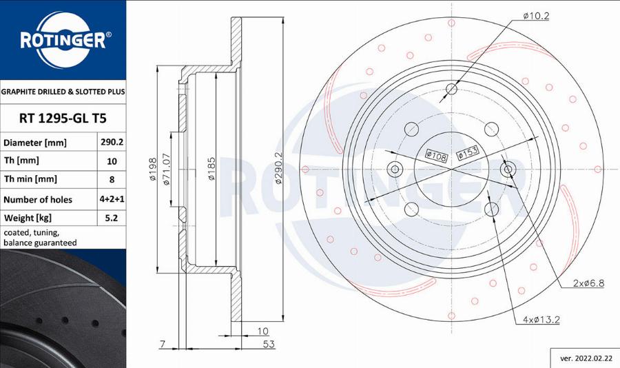 Rotinger RT 1295-GL T5 - Discofreno autozon.pro