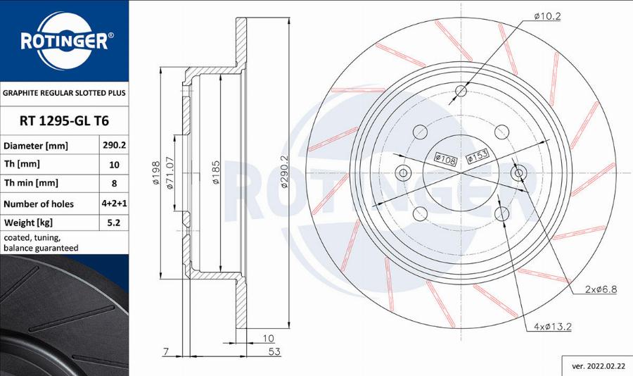 Rotinger RT 1295-GL T6 - Discofreno autozon.pro