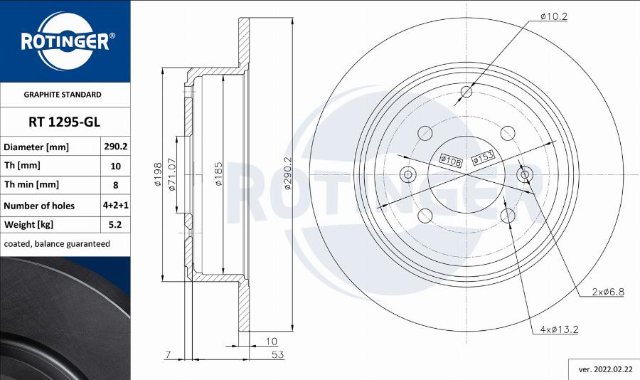 Rotinger RT 1295-GL - Discofreno autozon.pro