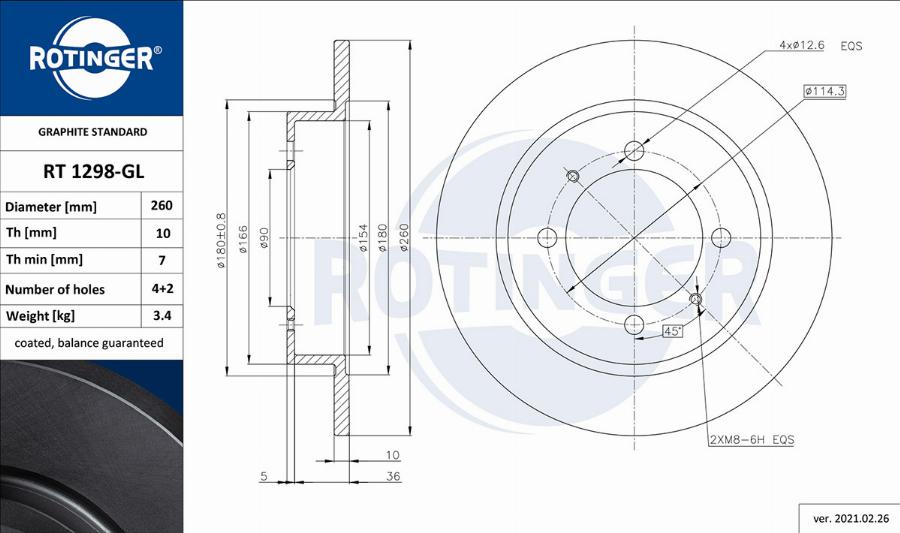 Rotinger RT 1298-GL - Discofreno autozon.pro