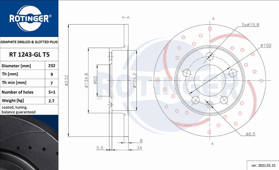 Rotinger RT 1243-GL T5 - Discofreno autozon.pro