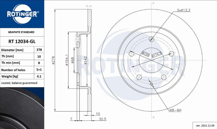 Rotinger RT 12034-GL - Discofreno autozon.pro