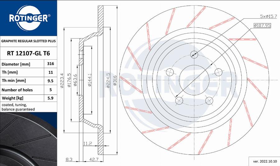 Rotinger RT 12107-GL T6 - Discofreno autozon.pro